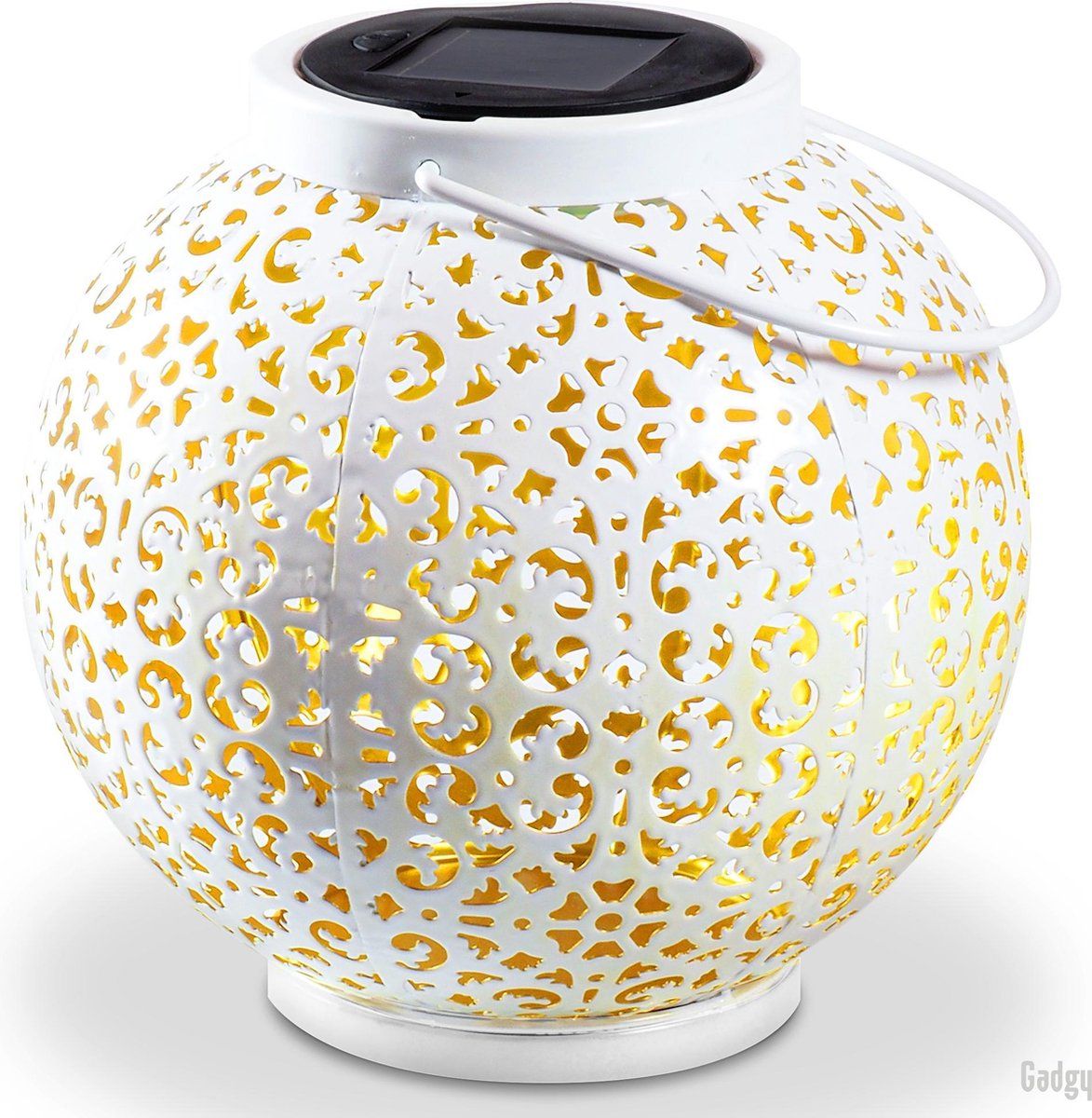 Gadgy Solar Tafellamp Metaal Rond Wit - 20 x 17.5 cm