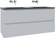 Saniclass Chaci Badkamermeubelset - 120x46x55cm - keramische wastafel zwart - 2 wasbakken - zonder kraangaten - 2 lades - mat wit