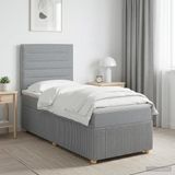 vidaXL Boxspringbed met matras, lichtgrijs, 90 x 190 cm, gestoffeerd