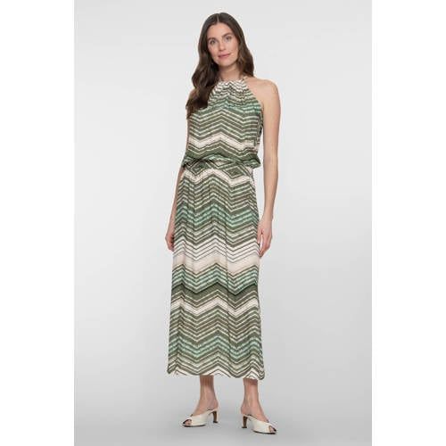 Geisha Green Striped Halter Dress