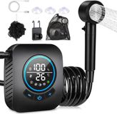 OEM OrangeCart B.V. Campingdouche, draagbare douche, campingdoucheset, met slim display en douchekop met 4 standen, geschikt voor kamperen in de buitenlucht, grijs.