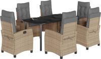 vidaXL 7-delige Tuinset met Kussens Poly Rattan Gemengd Beige