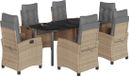 vidaXL 7-delige Tuinset met Kussens Poly Rattan Gemengd Beige