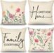 Goodivery ® Housse de coussin 45 x 45 cm, set de 4, lin, beige, imprimé floral