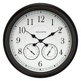 ACURITE 75473 24-inch Weathered Black Wall Clock met thermometer en hygrometer