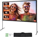 VEVOR Projectiescherm met Statief - 120 inch HD 4K - 16:9 Snel Opvouwbaar Draagbaar Filmscherm