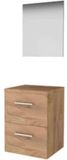 Basic Line Basic 46 Badkamermeubelset - 50 x 46 cm - Met Grepen - 2 Lades - Wastafelblad - Spiegel - Whisky Oak