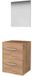 Basic Line Basic 46 Badkamermeubelset - 50 x 46 cm - Met Grepen - 2 Lades - Wastafelblad - Spiegel - Whisky Oak