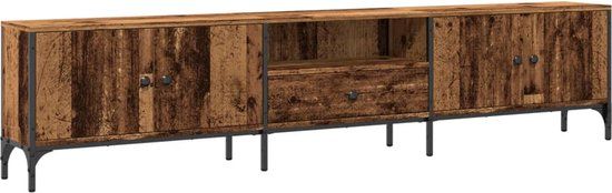 vidaXL Tv-meubel met lade 200x25x44 cm bewerkt hout oud houtkleurig
