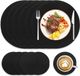 Sans marque Set de 6 sets de table et sous-verres ronds en osier tressé 38 cm lavables résistants à la chaleur pour table de salle à manger noir
