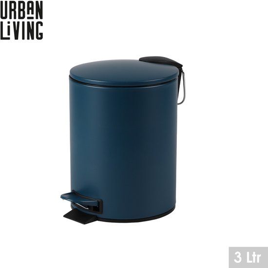 Urban Living Stadsleven Dark Sapphire Badkamerprullenbak 3L met Voetpedaal en Soft-close, Metaal, Donkerblauw
