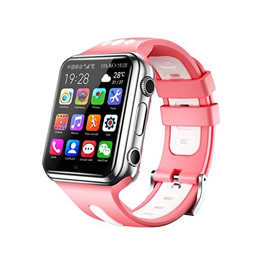 JUSHZ Smart Horloge Voor Mannen Smart Horloges Voor Vrouwen Smartwatch Voor Kinderen Met Call Functie Kind 4G Video Call WiFi Internet Beschikbaar GPS, roze, 47.5x40x15mm