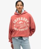 Superdry Lo-Fi Outdoor Hoodie Oversized Rose & Crème Taille 36