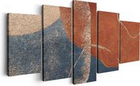 Artaza Canvas Schilderij Vijfluik Abstracte Kunst van Cirkels - 200x100cm - Canvas Print