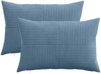 vidaXL - Kussensloop - 2 stuks - ALMELO - Blauw - 40 x 60 cm - Corduroy