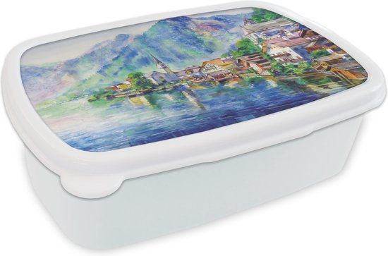 MuchoWow Broodtrommel - Wit - Lunchbox - 18x12x6 cm - BPA-vrij - Rechthoekig