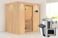Karibu | Fanja Sauna met Dakkraag | Helderglas Deur | Kachel 3,6 kW Externe Bediening