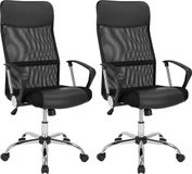 Casaria Deuba Bureaustoel – 2 Stuks Ergonomisch Schommelfunctie - Zwart