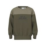 NAME IT MINI rechtvallende sweater met tekst - donkergroen