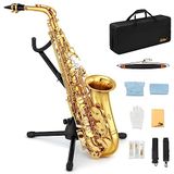 Eastar AS-Ⅱ Student Altsaxofoon E Platte Gouden Lak Alt Beginner Sax Volledige Kit Met Draagtas Mondstuk Bandjes Rieten Stand