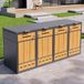 STILVORA Abfallcontainer-Gehäuse für 4 Container - Klappdeckel und Vordertür - Mit Lüftungslöchern - Stahl - Holzoptik und Grau