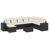 VidaXL 8-delige Loungeset met kussens, poly rattan, zwart