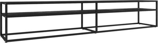 vidaXL Tv-meubel 220x40x40,5 cm gehard glas zwartmarmerkleurig