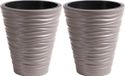 Prosperplast Plantenpot/bloempot Sand Dunes - 2x - buiten/binnen - kunststof - beige - D39 x H43 cm - met binnenpot