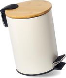 Theo Cleo Seau cosmétique, métal, poubelle de salle de bain avec couvercle, poubelle de salle de bain avec mécanisme softclose (beige 3L)
