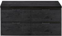 BES LED Porto Badmeubelset 120 cm - 4 Laden Black Oak - Wastafelbovenblad Black Oak