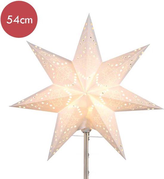 Star Trading Sensy - Witte sterren kap voor staande lamp - 54 cm - Papier
