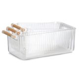 Zeller Present 15209 Opbergdoos Rechthoekig Polyethyleentereftalaat (PET), Bamboo Transparant, 3 stuks