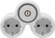 Adaptateur de prise double, 2x Schuko, 230V, avec interrupteur, gris-blanc