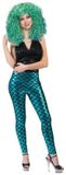 Set de déguisement sirène sans marque - Perruque vert aqua/bleu - Legging à écailles taille unique - Femme