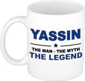 Bellatio Decorations Naam cadeau Yassin - The man, The myth the legend koffie mok / beker 300 ml - naam/namen mokken - Cadeau voor o.a verjaardag/ vaderdag/ pensioen/ geslaagd/ bedankt