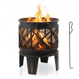BBQ-Toro Plum vuurkorf Ø 42 cm incl. pookhaak | Vuurschaal in antiek-roest-optiek | Vuurpot voor camping, tuin en terras | Vuurpit, vonkenpot, vuurketel, houtbrander, brandketel