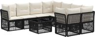 vidaXL Tuinbank - Set - 9 - st - Zwart - poly - rattan