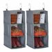 Relaxdays kast organizer hangend, set van 2, kledingkast organiser, 3 vakken, HBD: 73x30x30 cm, elk 2 haken, stof, grijs