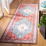 Safavieh Traditioneel tapijt, machinewasbaar, antislip, ideaal voor drukbezochte ruimtes, Tucson-collectie, laagpolig, beige en grijs, 120 x 180 cm