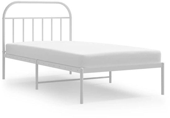 vidaXL Bedframe met hoofdbord metaal wit 100x190 cm