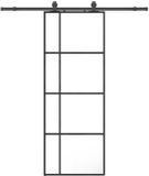 vidaXL Schuifdeur met beslagset 76x205 cm ESG glas zwart