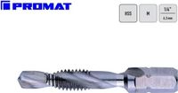Promat Combidraadsnijboorbit HSSG - kerngat ø 3,3 mm - 1/4 aandrijving - ø M4 mm schroefdraad
