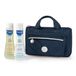 Mustela Vanity Set 2024, sac et pochette avec produits de bain pour bébé, corps, cheveux, change, nouveau-nés et enfants, dès la naissance, idée cadeau pour bébés (bleu)