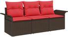 vidaXL - Tuinbank - Set - 4 zitplekken - Bruin - Polyrattan