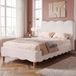 STILVORA Gestoffeerd Bed 90 x 200 cm – Wit – Bouclé – Met Lattenbodem en Opbergruimte