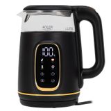 Adler AD 1305 bg Elektrische glas waterkoker 1.7L Temperatuurregeling LED-display Zwart en goud