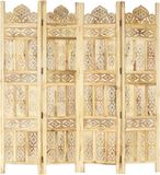vidaXL - Kamerscherm - 4 panelen - handgesneden - 160x165 cm - massief mangohout