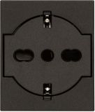 Vimar 30211.G Linea Universele wandcontactdoos, Italiaanse standaard P40, SICURY, zwart, 2 modules