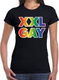 Bellatio Decorations Shoppartners Bv Regenboog XXL gay pride / parade zwart t-shirt voor dames - LHBT evenement shirts kleding / outfit S