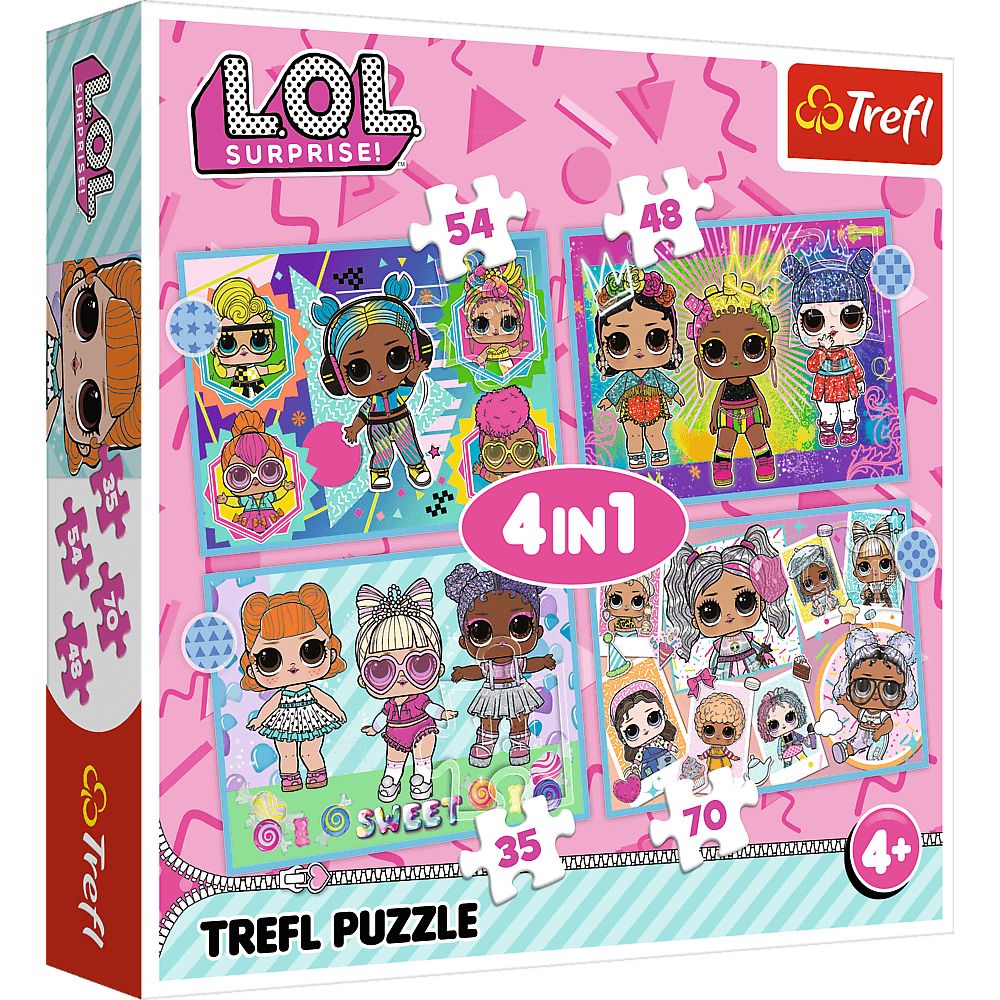 Trefl - L.O.L. Surprise, Ontmoet de Poppen - Puzzel 4in1, 4 puzzels, van 35 tot 70 stukjes - Puzzels voor kinderen vanaf 4 jaar